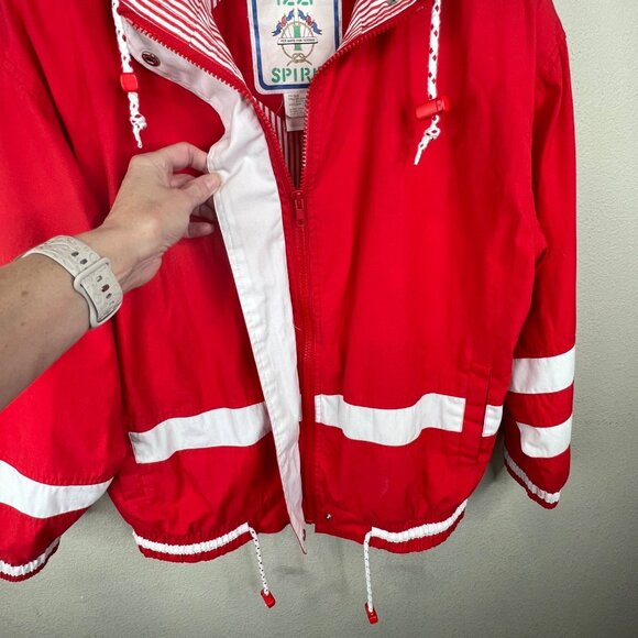 Izzi Spirit Red & White Jacket Vintage Preppy Nautical - Picture 13 of 16